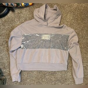 PINK Victoria's Secret Women's Velvet Hoodie in Light Gray